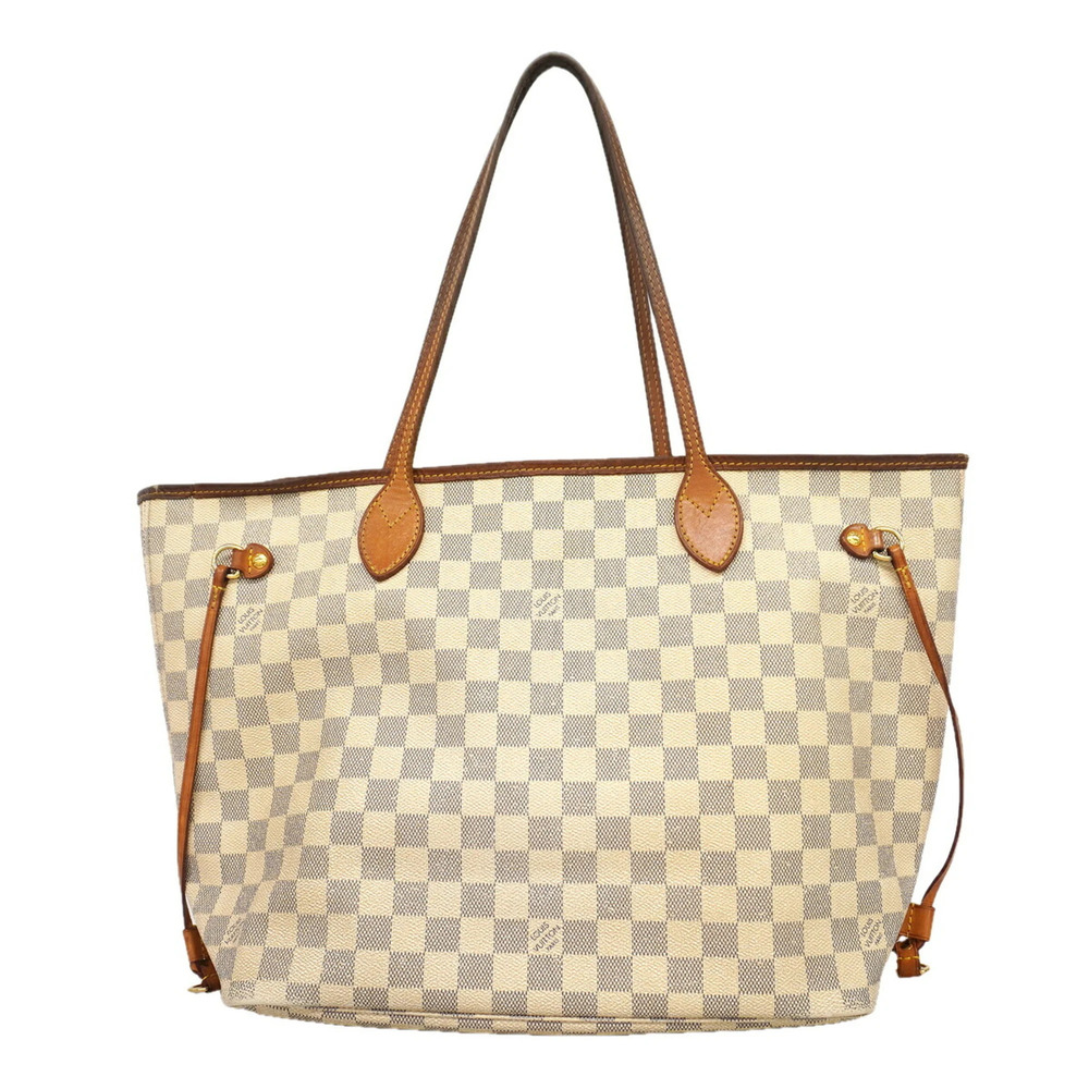 Louis Vuitton Damier Azur Neverfull MM Tote Bag N51107 White Women's
